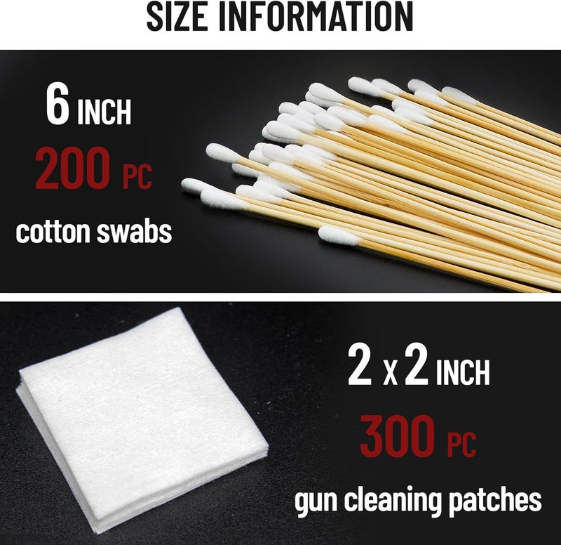 PINGMIC Gun Cleaning Supplies - Gun Cleaning Patches and Long Cotton Swabs Set, 6" Cotton Swabs, Lint Free Cloth Fit Most Caliber Firearms - Image 4
